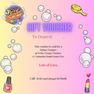 GIFT VOUCHER DELUXE PAMPER PACKAGE 1 CHILD